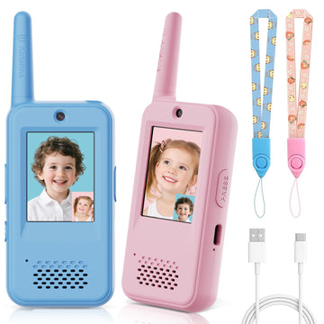Video Walkie Talkies for Kids with 6 Voice Effects, Support Send Voice, Pictures, Emojis, and Selfies, Christmas Birthday Gifts for Kids Indoor
