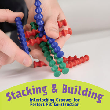 POPULAR PLAYTHINGS Playstix, Building Sticks Kit for Kids, Construction Stem Building Toy Gift for Boys & Girls - Starter Set 80 Piece
