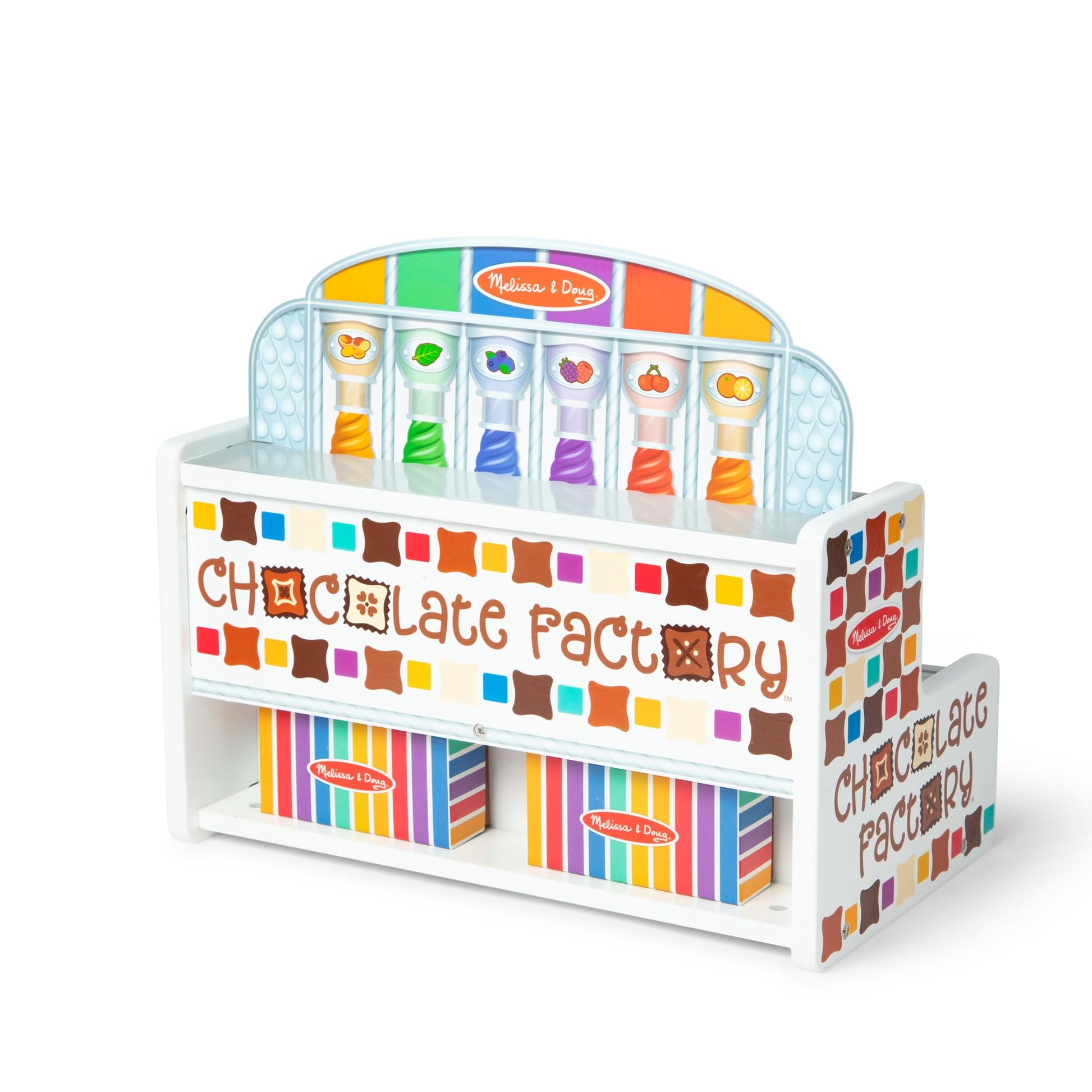 Melissa & Doug Wooden Chocolate Factory Pretend Play Set, Play Food Candy Maker for Boys and Girls - FSC-Certified