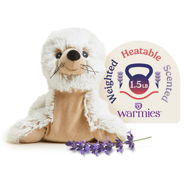 warmies Microwavable & Weighted Stuffed Animal, Seal - Heated Stuffed Animal for Cramp Relief - Weighted Plushies for Stress Relief - Seal Plushie