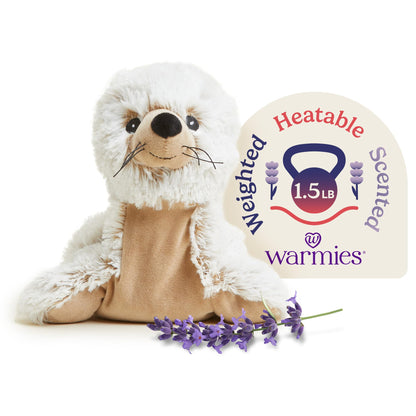 warmies Microwavable & Weighted Stuffed Animal, Seal - Heated Stuffed Animal for Cramp Relief - Weighted Plushies for Stress Relief - Seal Plushie
