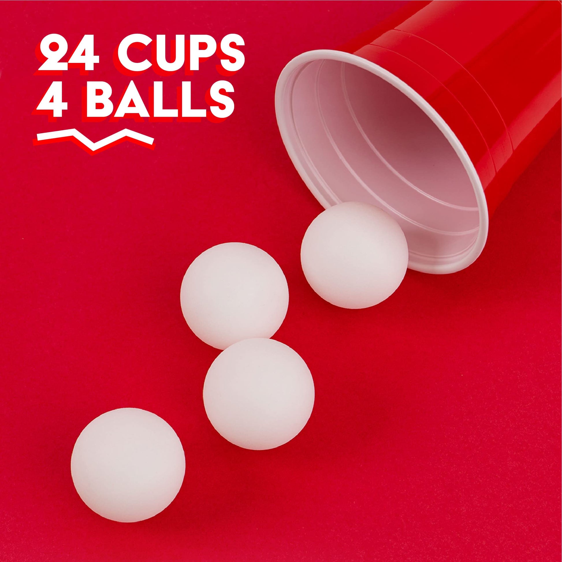 BayView Games Beer Pong Set - 24 Reusable Cups & 4 Durable Pong Balls | America’s #1 Party Game, Outdoor Events & Gifts for Friends & Family