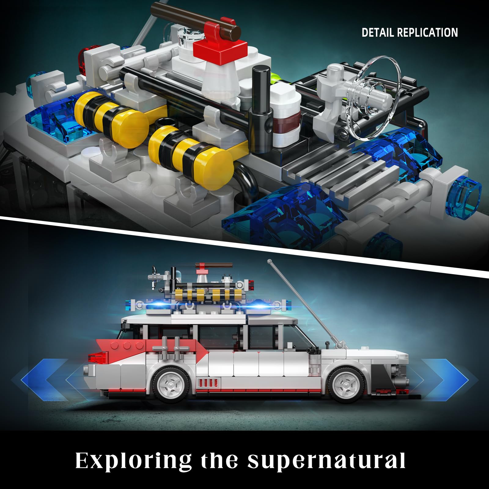 Mould King 10021 Ghost Car ECTO-1 Building Blocks Kit for Adults, Creative Christmas Birthday Gift for Ghost Bus Movie Fans, Highly Detailed Replica