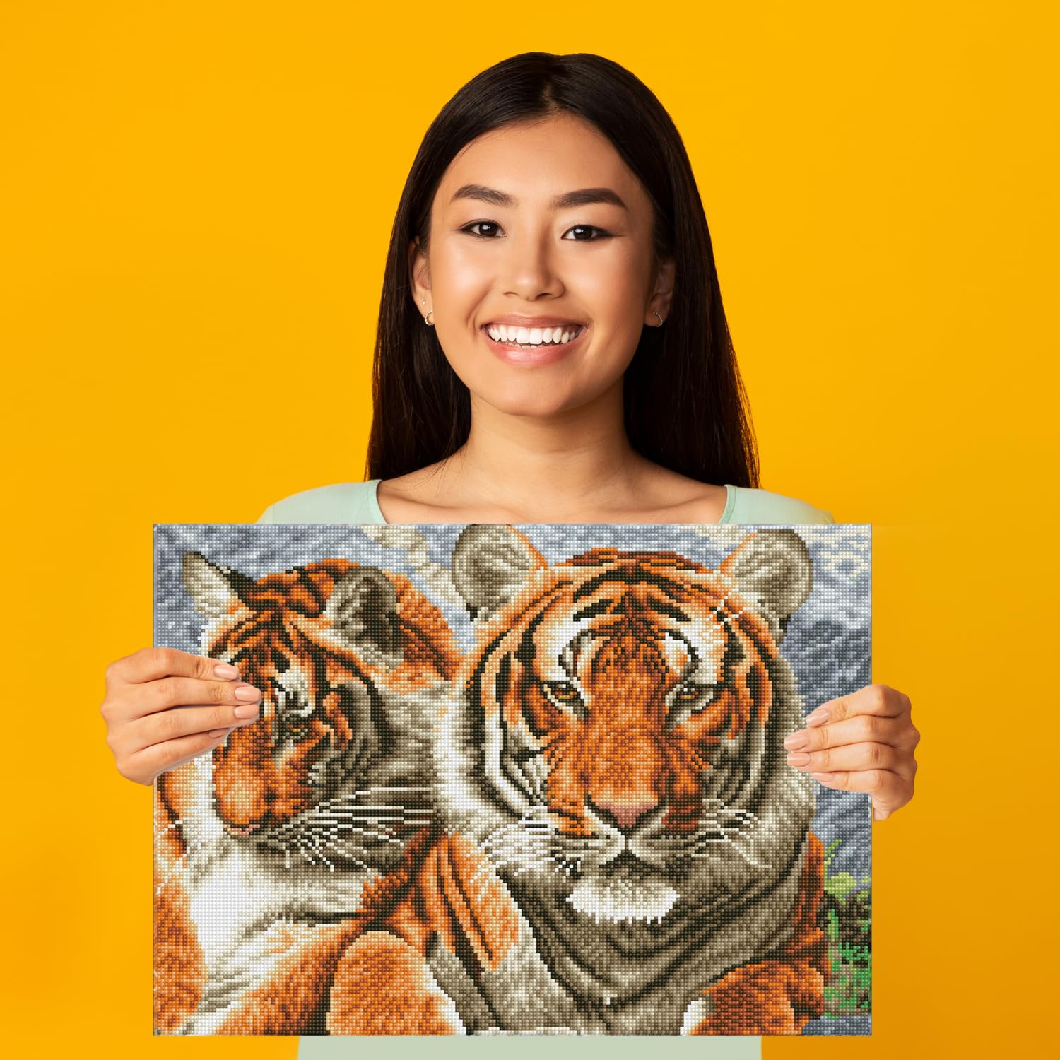DIAMOND DOTZ Tigers Animal Diamond Painting Kits for Adults - Diamond Art Kits a Relaxing Creative Craft Kit with Dotz Gems 14.6"x20.3"