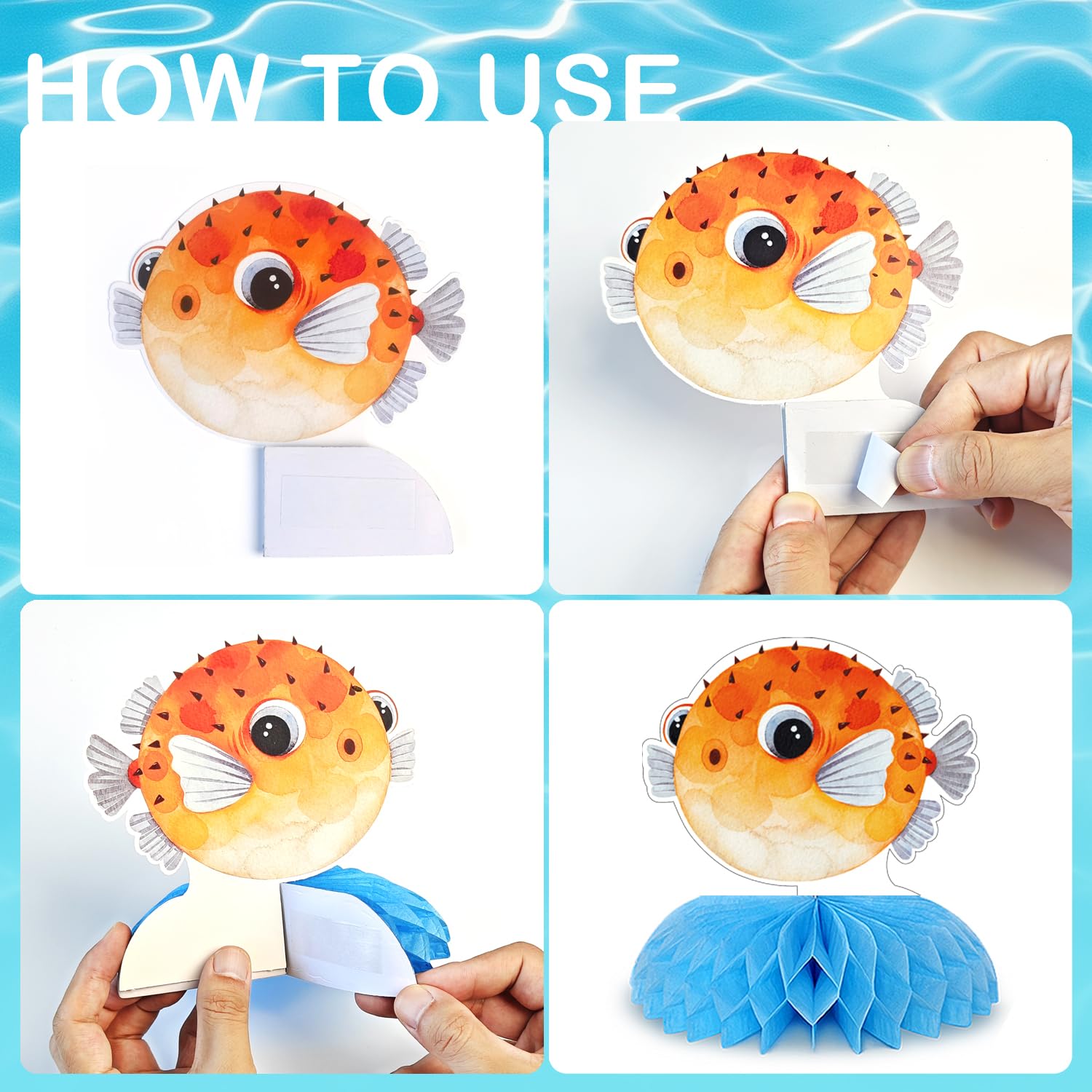 12 pcs Ocean Sea Animals Honeycomb Centerpieces Ocean Themed Birthday Party Decorations Tropical Beach Themed Party Decorations Fish Crab Turtle