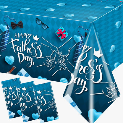 Lenyunge Father's Day Tablecloth,Happy Fathers Day Decoration 3PCS Waterproof Fathers Day Table Covers for Best Dad Decor