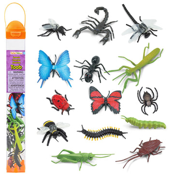 Safari Ltd. Insects TOOB - 14 Mini Figurines: Caterpillar, Dragonfly, Centipede, Grasshopper, Ladybug, Spider, Bee, Scorpion, Mantis, & More
