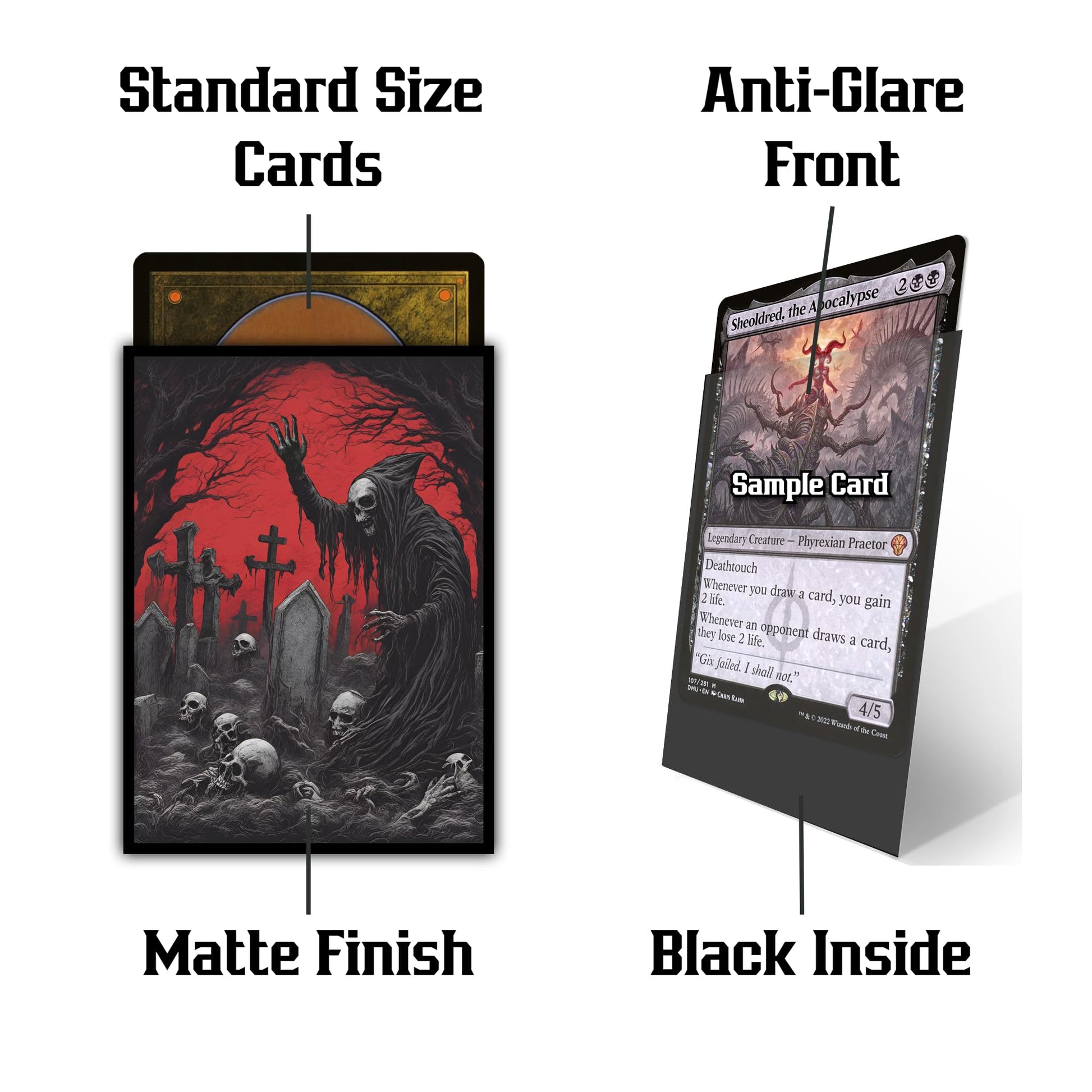 Realm Guard 100ct Matte TCG/MTG Art Card Sleeves (Red/Black Necromancer)