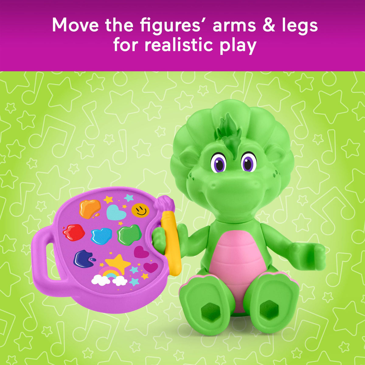 Fisher-Price Barney’s World Preschool Toy Barney’s Friend Vivie & Baby Bop 3-Piece Figure Set for Pretend Play Kids Ages 3+ Years
