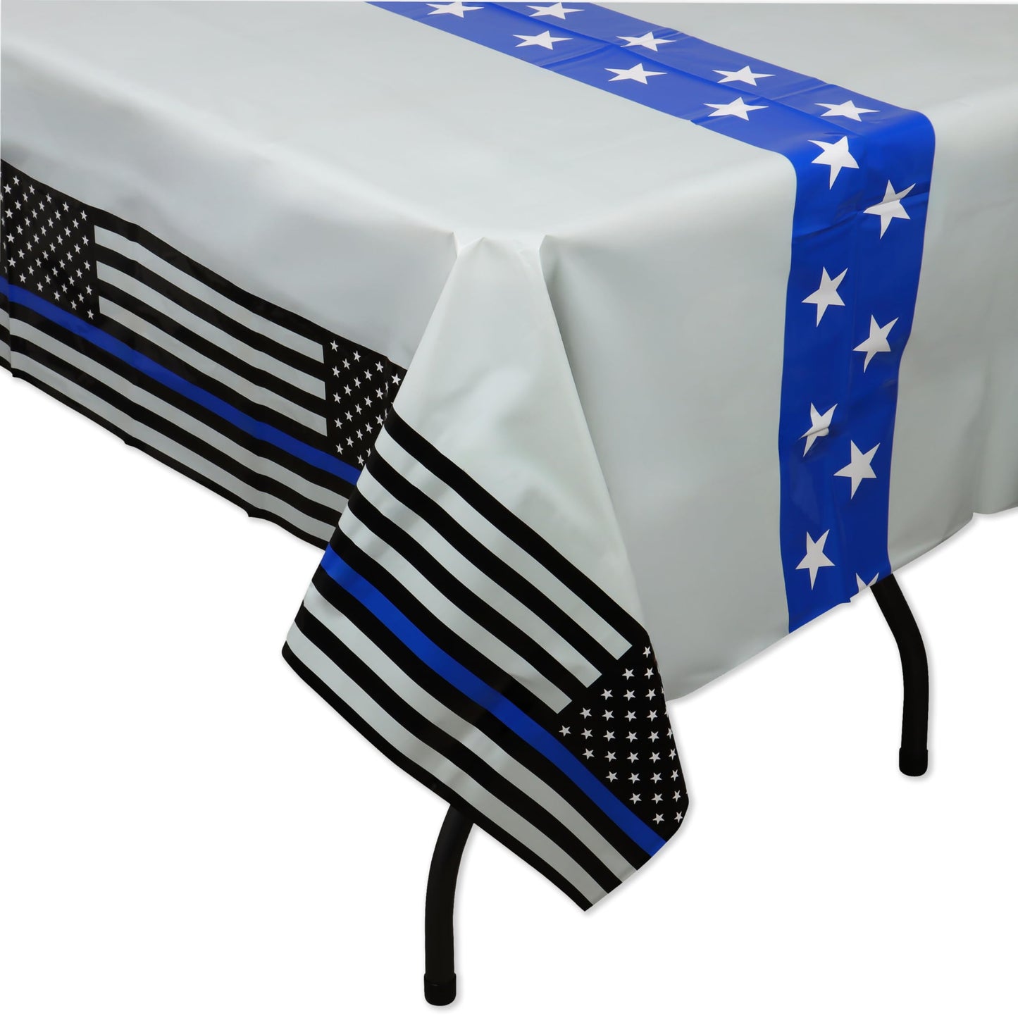 Havercamp Police Tablecloth-108x54 Inch-Thin Blue Line-Party Cover