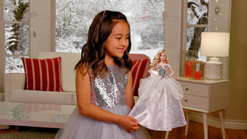 Barbie Signature 2021 Holiday Doll (12-inch, Blonde Wavy Hair) in Silver Gown, with Doll Stand and Certificate of Authenticity, Gift for 6 Year Olds