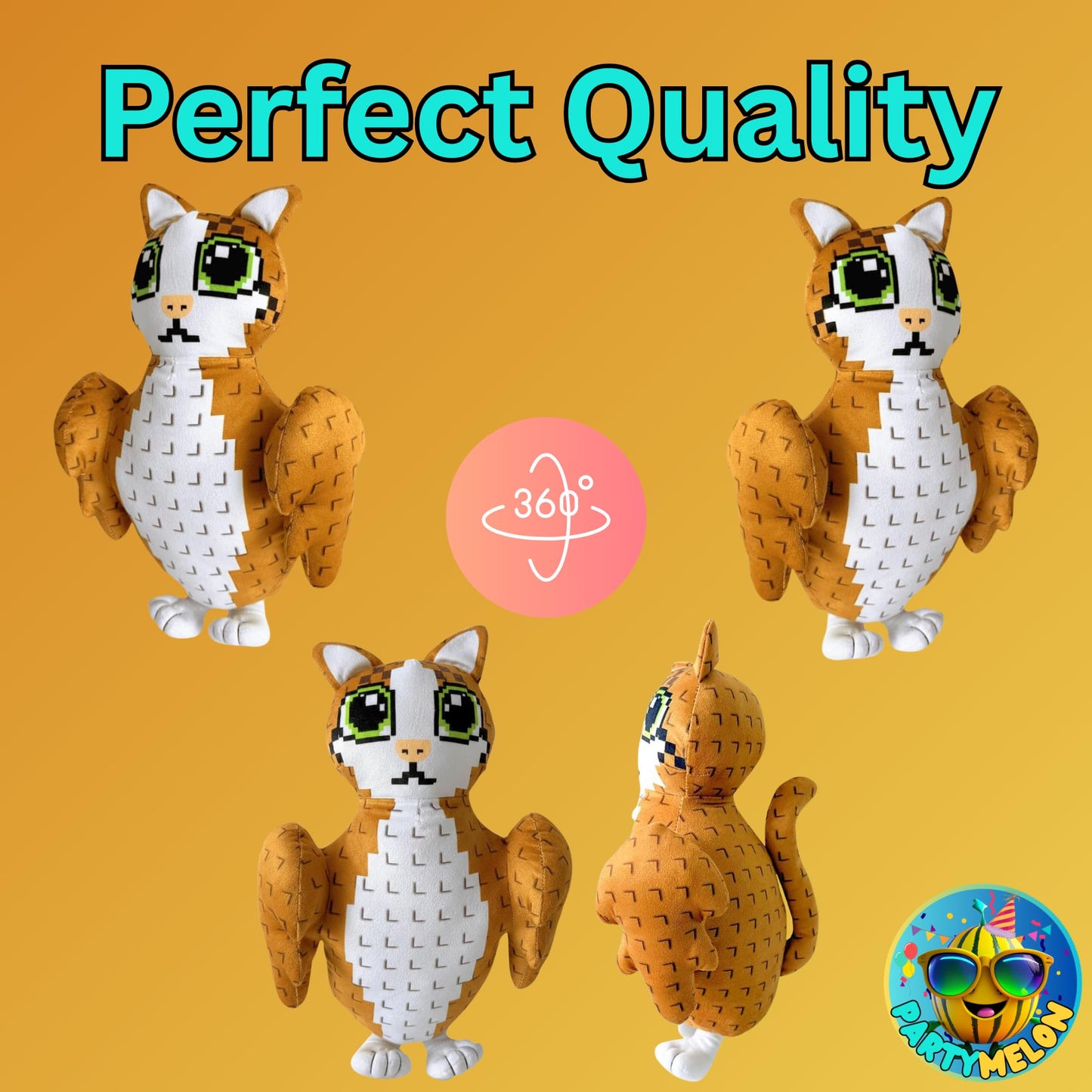 Partymelon Meowl Plush 10" Steal a Brainrot Plush Meme AI-Crafted Stuffed Figure Pillow for Video Game Fans Room Decor