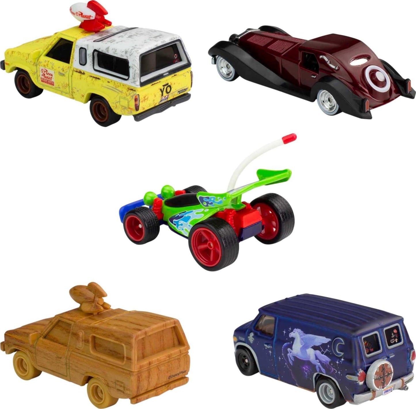 Hot Wheels Disney Pixar Cars Bundle, Set of 5 Premium 1:64 Scale Toy Vehicles in Collectable 100th Anniversary Box