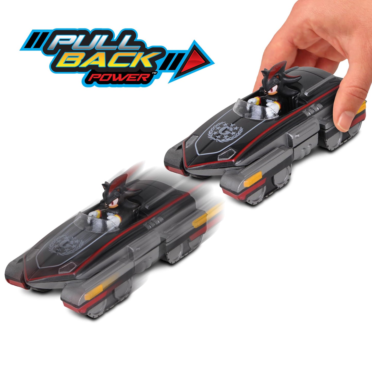 NKOK Sonic The Hedgehog All-Stars Racing Transformed Shadow Pull Back Racer; No Batteries Required; Pull Back, Let go, and Watch Shadow Race,Black