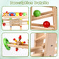 Wooden Wooden Race Track Toddler Toys for 1-3, Wood Car Ramp Racer Toy Vehicle Set with 4 Balls & 5 Race Tracks, Great Educational Montessori Toys