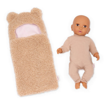 LullaBaby - 14-Inch Realistic Baby Doll - Olive Skin Tone & Brown Eyes - Ultra - Soft Bear - Themed Cuddler - Pretend Play 2+ Years- Baby Doll &