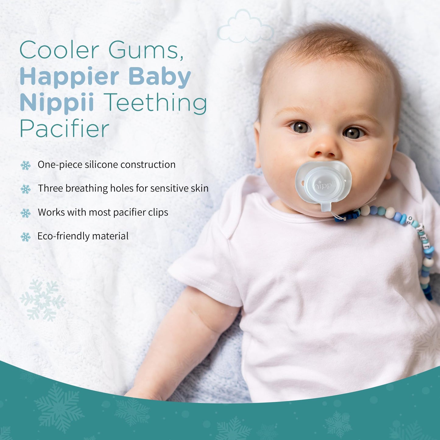 Nippii Freezable Orthodontic Pacifier, Teether Toy 0-9 Months, BPA Free