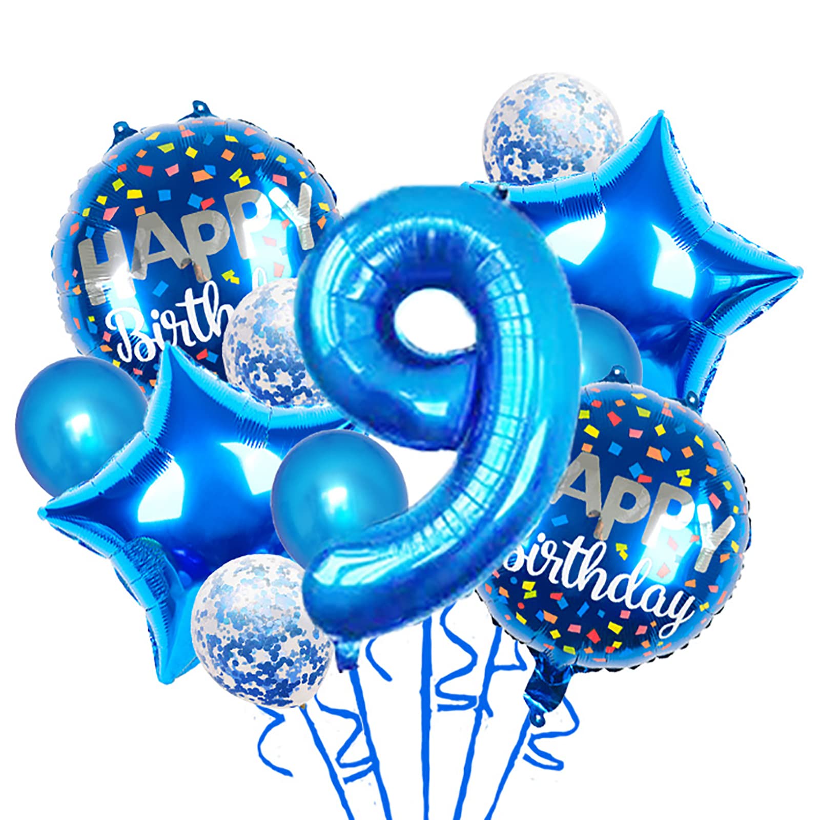 Balloons, 11 pcs Foil Balloons 9 year old for 9st Birthday Party Supplies Decoration? Confetti Balloon Kids Party Balloons Birthday Party Supplies 9