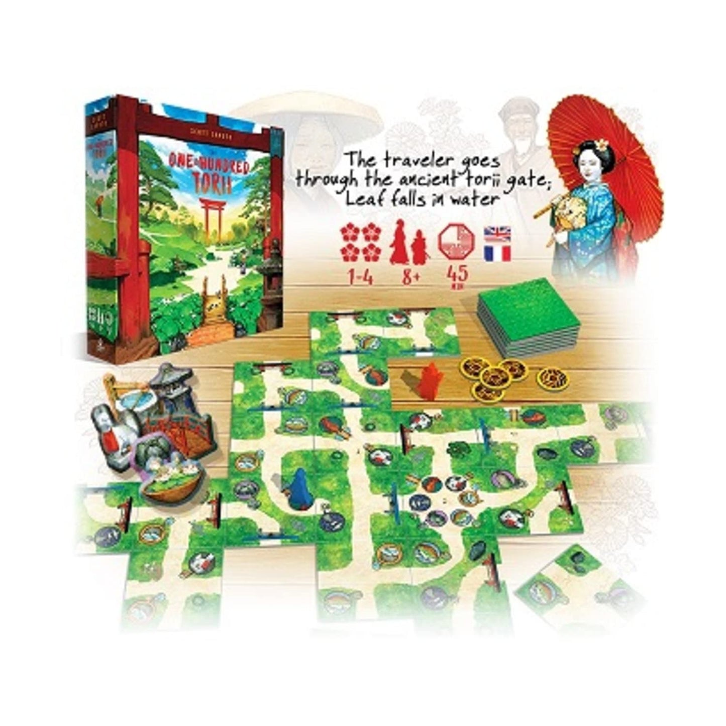 Pencil First Games The One Hundred Torii Board Game - A Beautiful, Serene Tile-Laying Game in a Japanese Garden by Pencil First Games for 1-4 Players