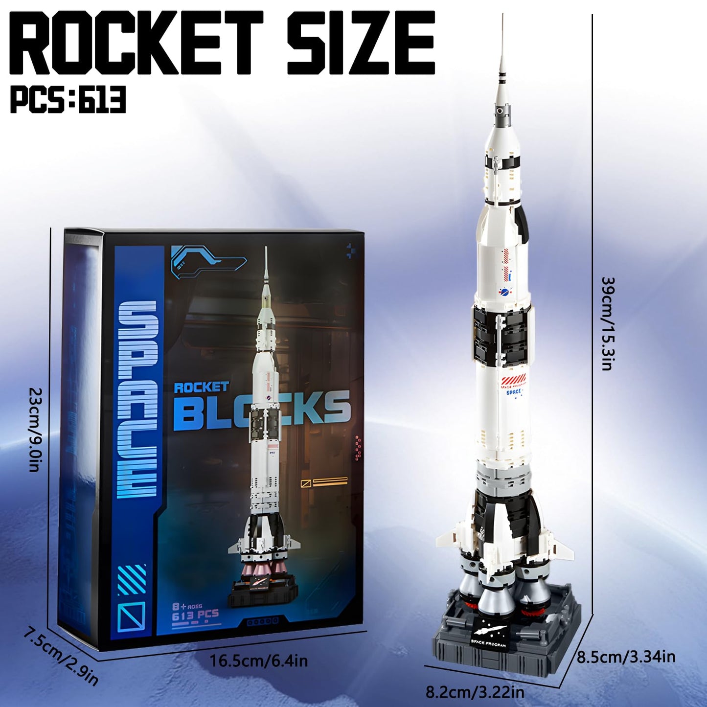 APENGBAOL Saturn V Space Rocket and Vehicles Building Blocks Set,613 Precision Space Shuttle Building Block Toys for Kids .Gifts for Adults