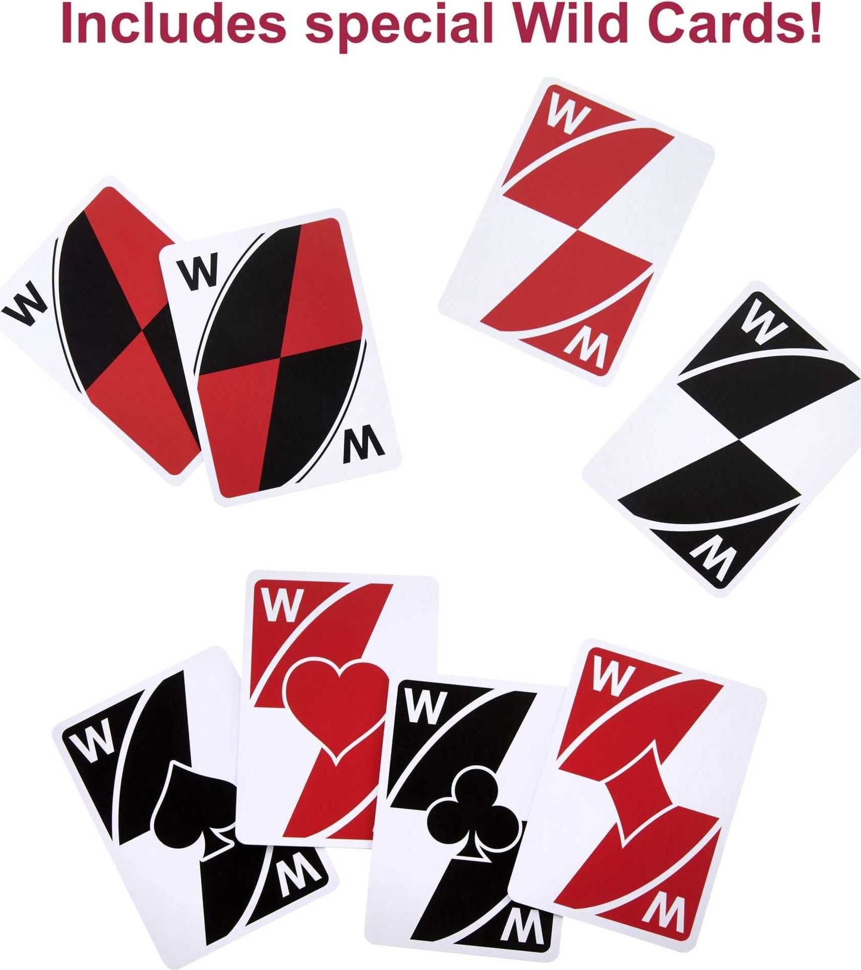 Mattel Games Wild Twists Playing Cards by UNO Brand, 2 Sets of Standard 52-Card Deck Plus 8 Special Wild Cards in Storage Tin