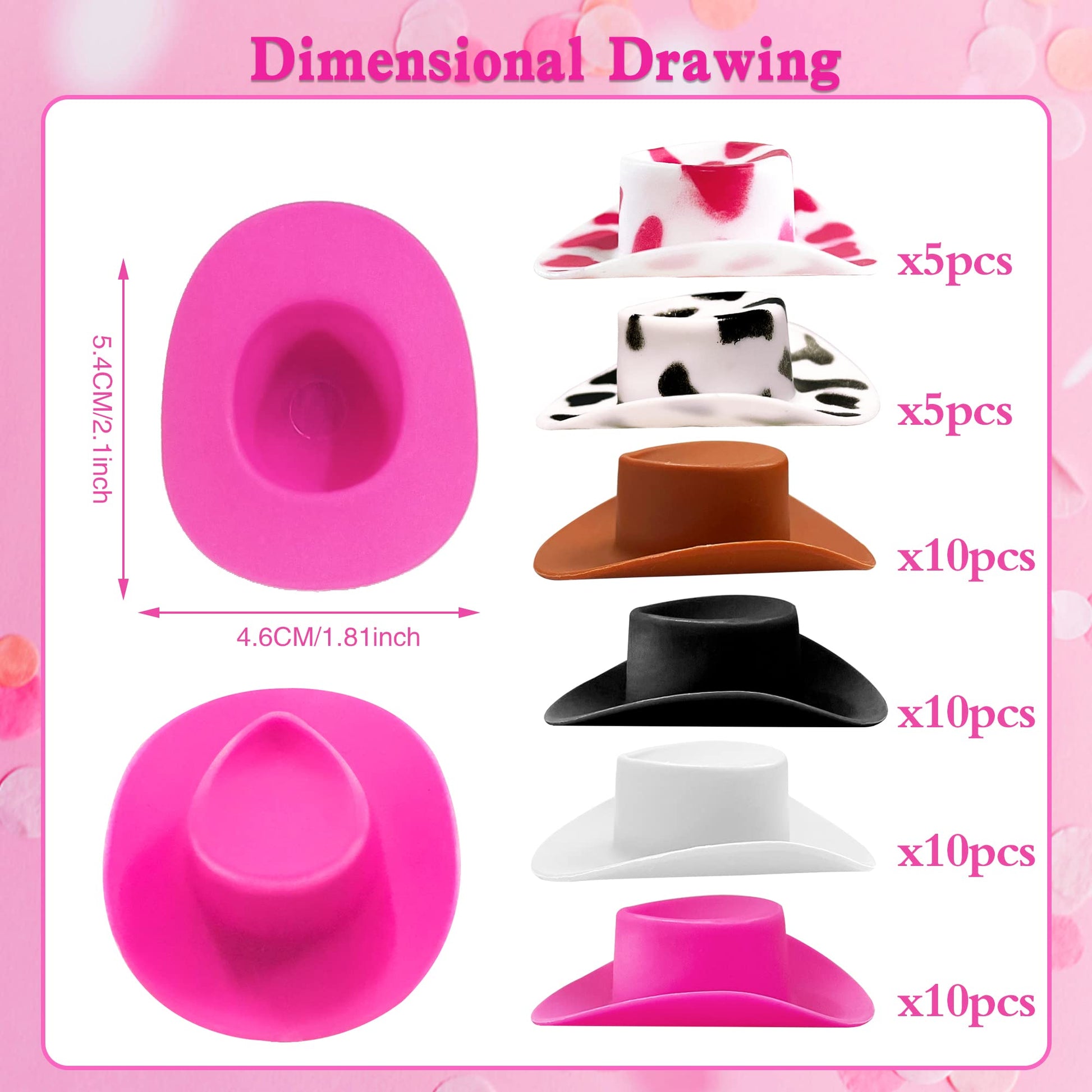 XIPEGPA 50PCS Plastic Mini Western Cowboy Cowgirl Hats Cute Miniature Hat West Party Crafts for Cowboy Cowgirl Party Supplies (Colourful)
