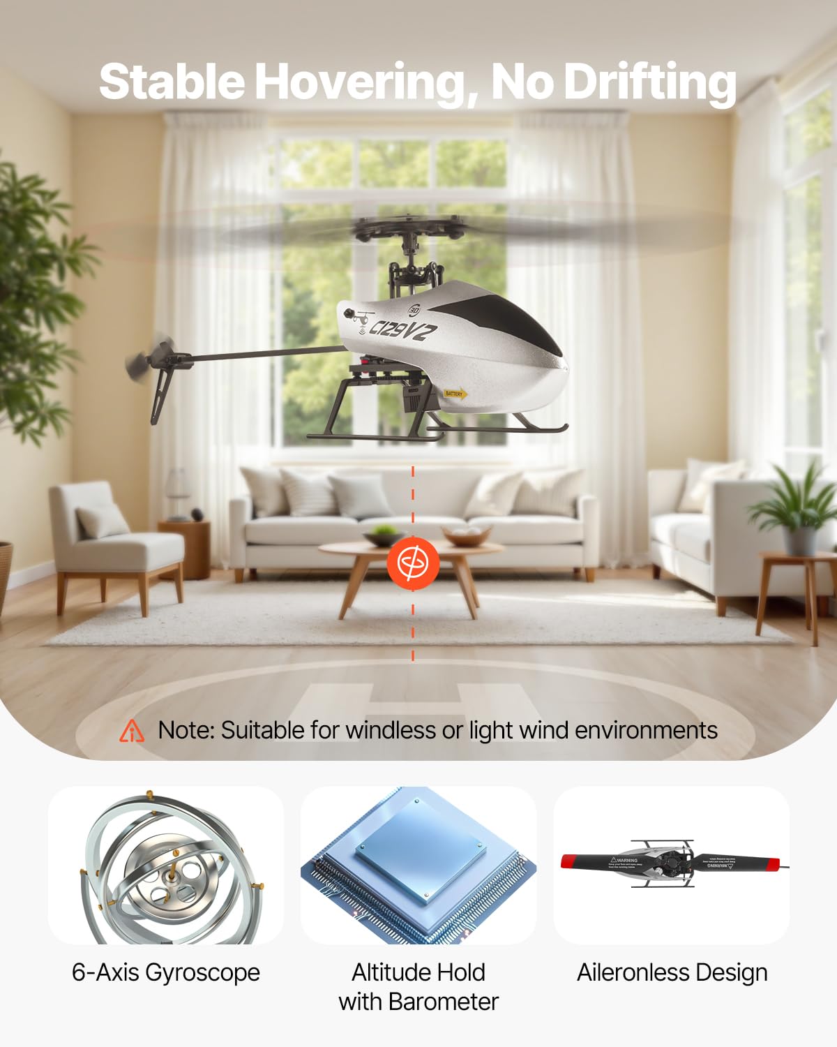 VEVOR RC Helicopter, 2.4GHz Single Propeller Remote Control Helicopter with Gyro, 4-Channel RC Airplane for Beginner, 39 Min Flight Time, One-Key