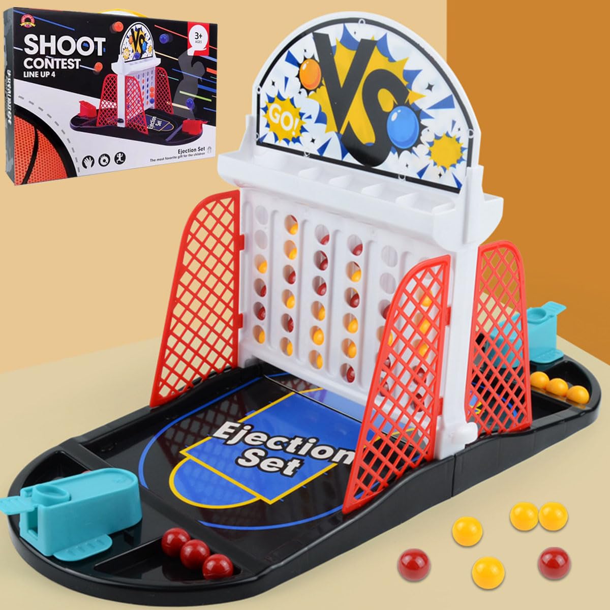 Tabletop Basketball Bouncing Ball Toy, Basketball Board Game, 2 Player Arcade Game, Indoor Fun Bouncing Pinball for Kids & Adults, Ages 3+
