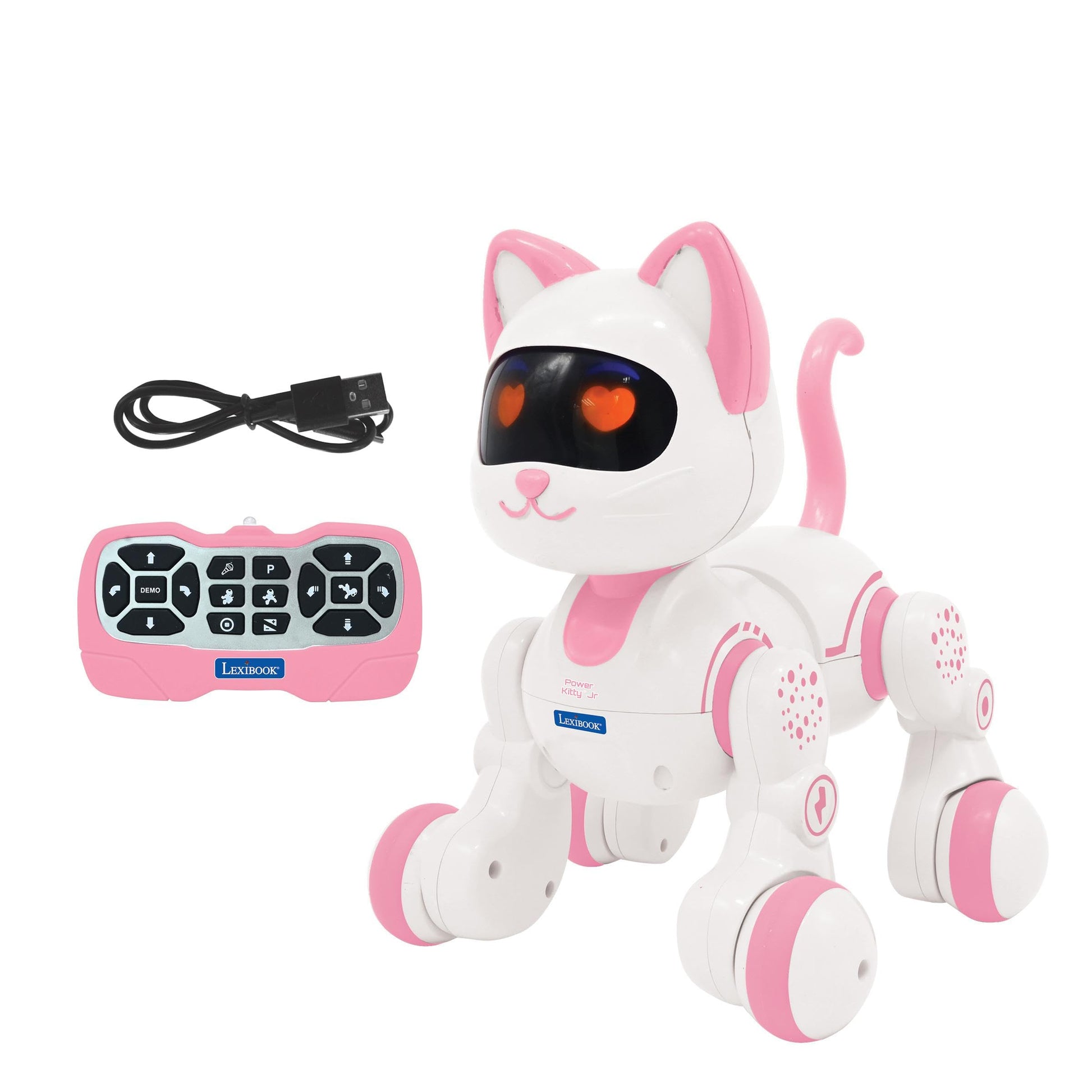LEXiBOOK, Power Kitty Jr., Remote Control cat to Train, Waddles Like a Real cat, Interactive Eyes, STEM programmable, Rechargeable Battery