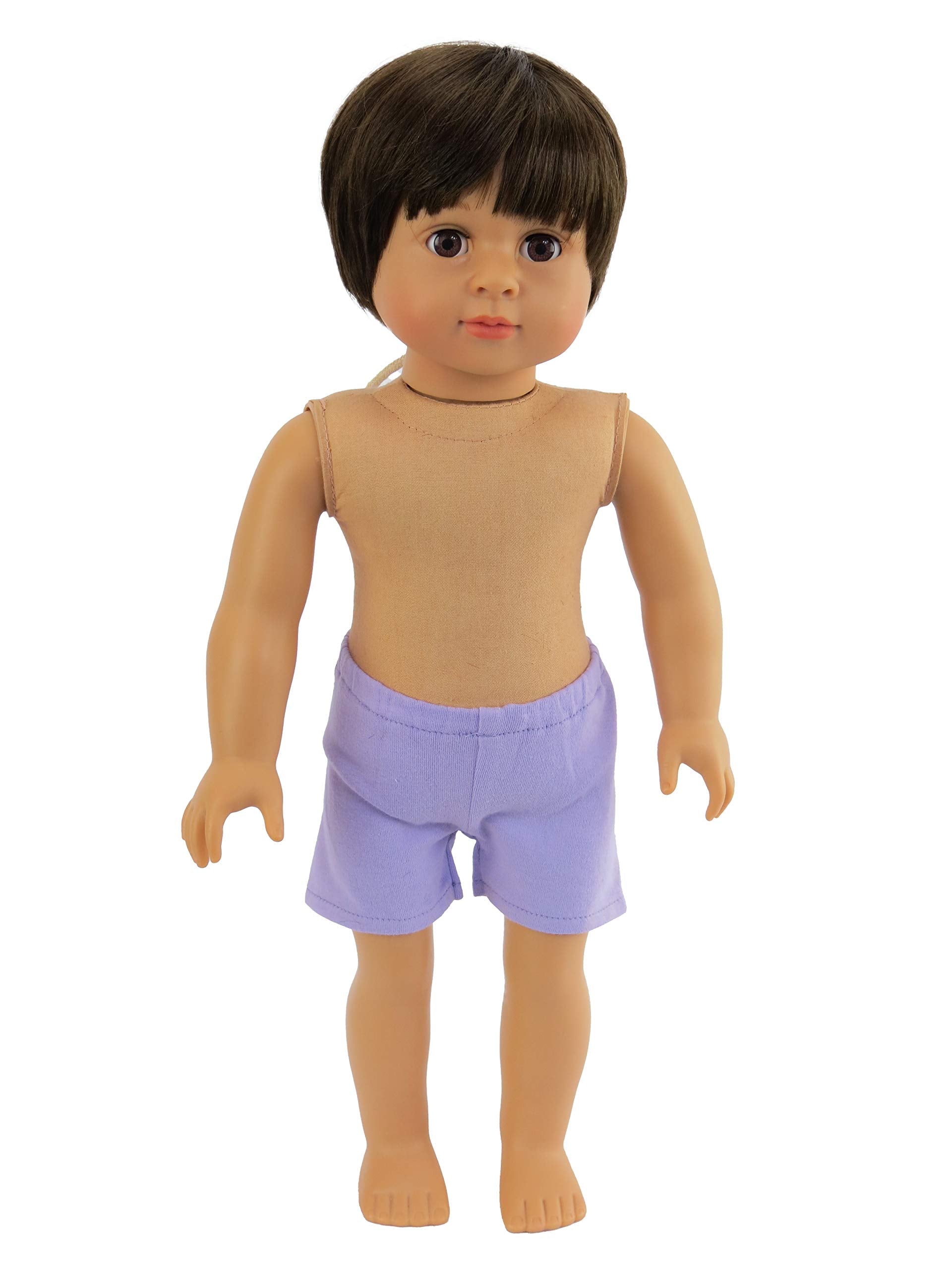 American Fashion World 18-Inch 'Mason' Vinyl Posable Boy Doll with Short Brunette Hair | Undressed Doll | Premium Quality & Design
