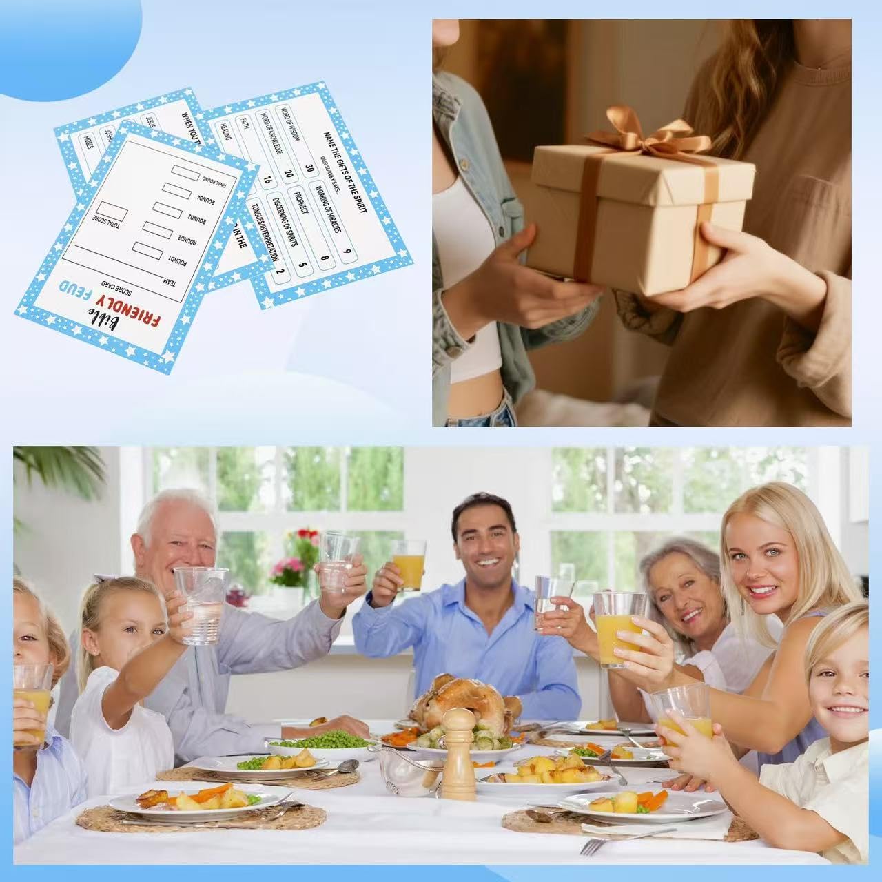 Christian Bible Friendly Feud Game with 2 Answer Buzzers, Family Feud Games Card Game Night Church Group Fun Trivia Quiz for Party Office Class Team
