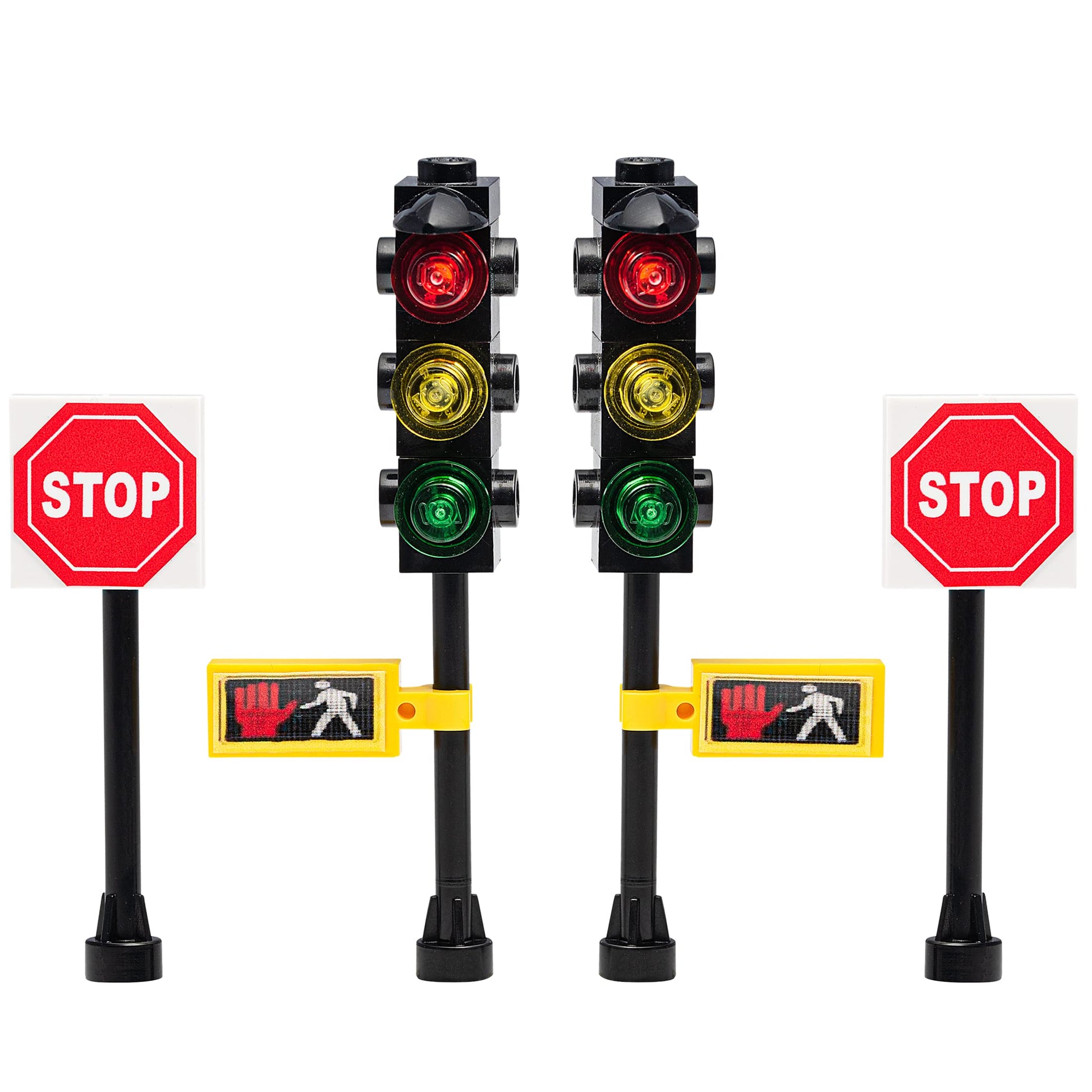 Road Signs, Traffic Lights, Post Box, Building Bricks Play Toys Miniature Traffic City Street Village 36 Piece Educational Learning Gift MOC Hobby