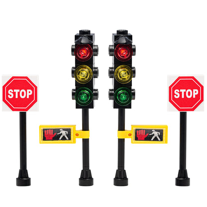 Road Signs, Traffic Lights, Post Box, Building Bricks Play Toys Miniature Traffic City Street Village 36 Piece Educational Learning Gift MOC Hobby