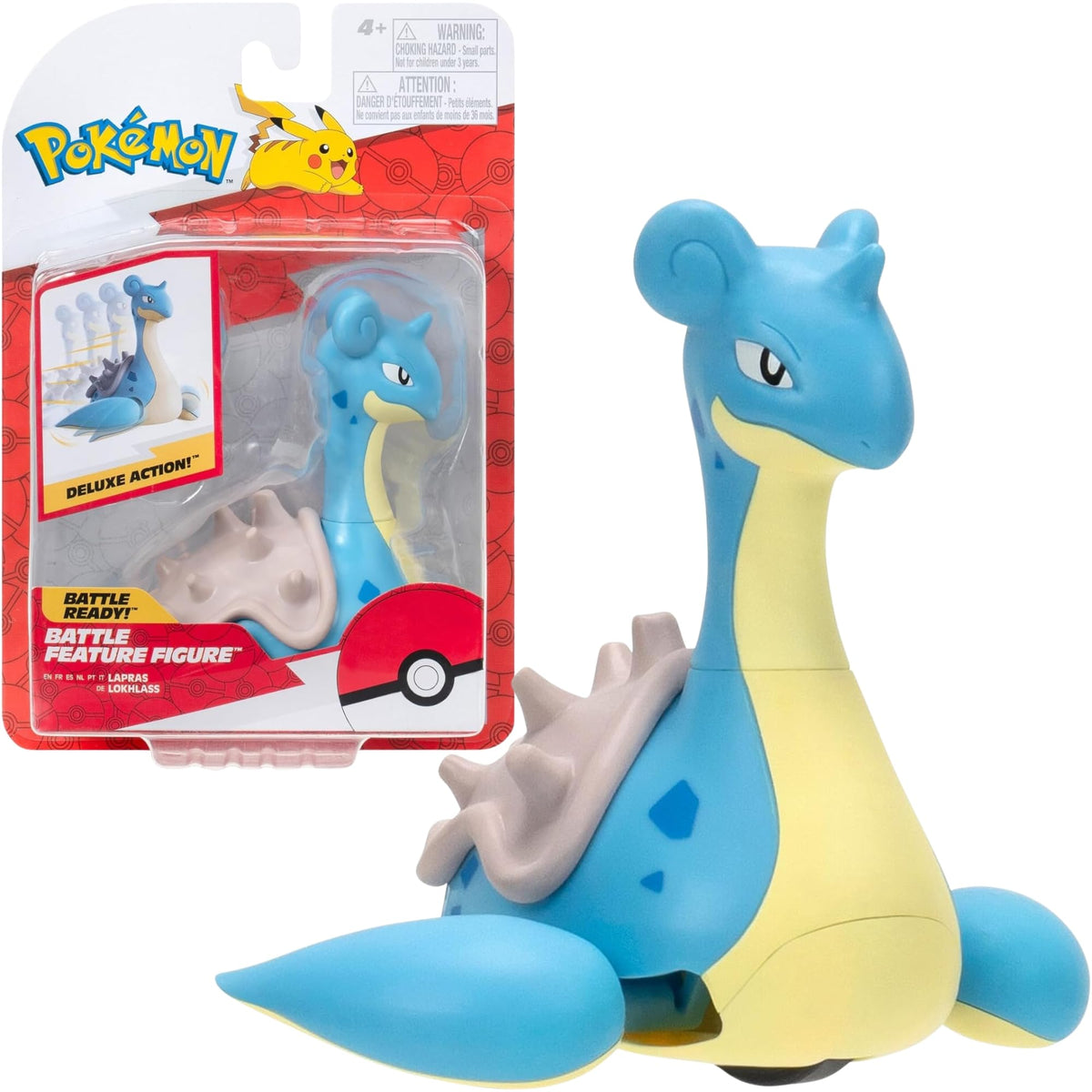 Pokémon Lapras Battle Feature Figure - 4.5-Inch Lapras Battle Ready Figure with Charge Attack