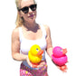 Large 5.5" Tall Rubber Duckies (Pink Duck) Colorful Ducks Great for Dash Display and Bath Play