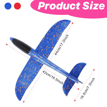 IJRPLM 4 Pack Foam Airplanes, 17.5" Large Throwing Foam Plane, 2 Flight Mode Glider Plane, Airplane Toys for Kids 3-7 Year Olds, Outdoor Sport Toys