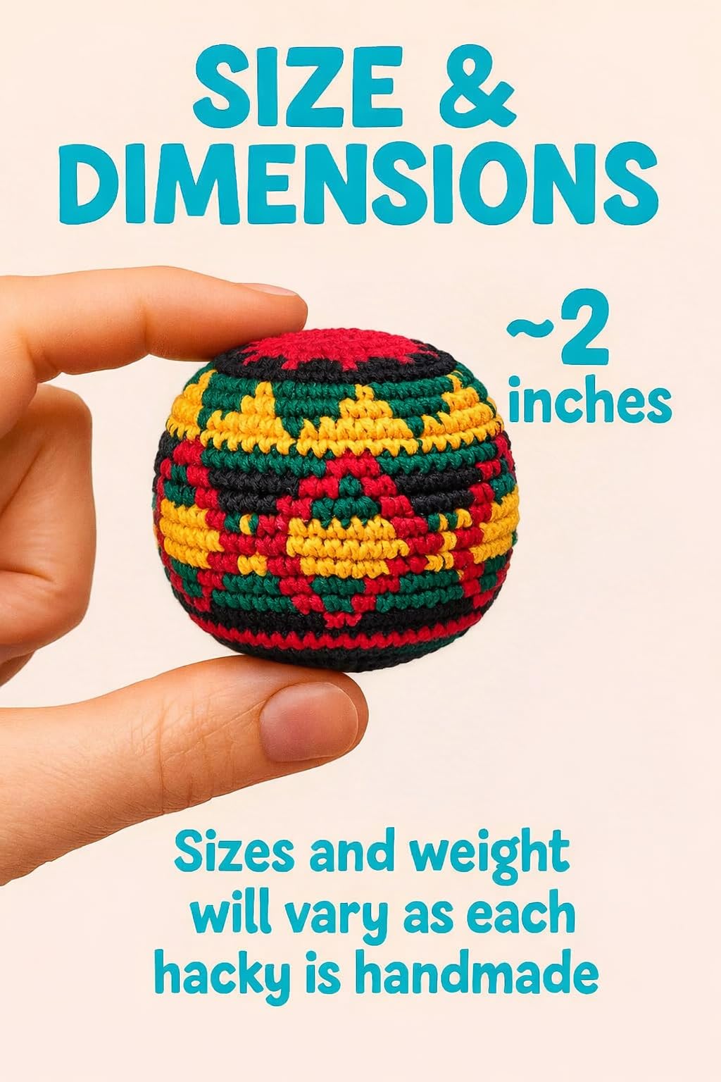 Funny Guy Mugs Footbag Balls 3 Pack Handmade Crocheted Kick Toss Balls from Guatemala Assorted Patterns Rasta