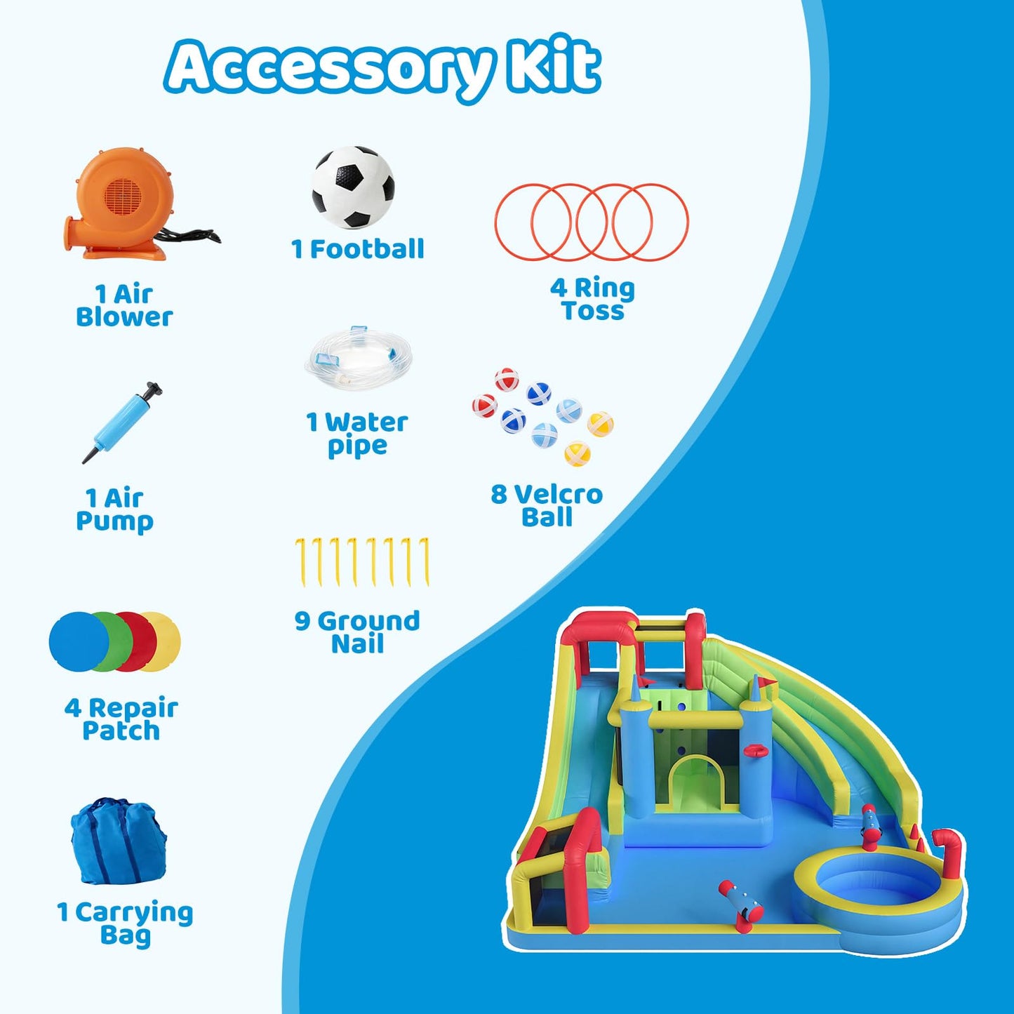 SunSwell Inflatable Water Slide for Kids Backyard with 750W Blower