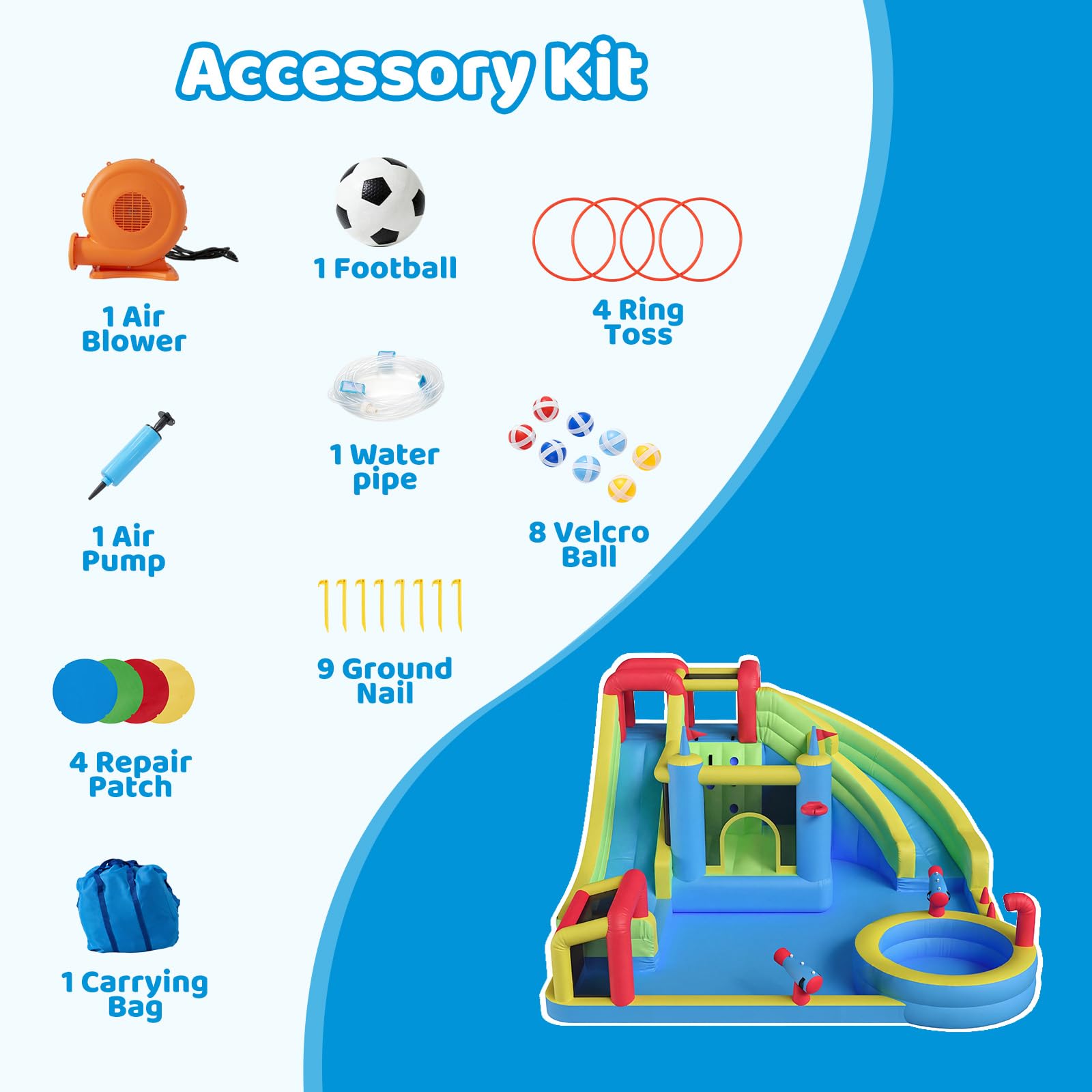 SunSwell Inflatable Water Slide for Kids Backyard with 750W Blower