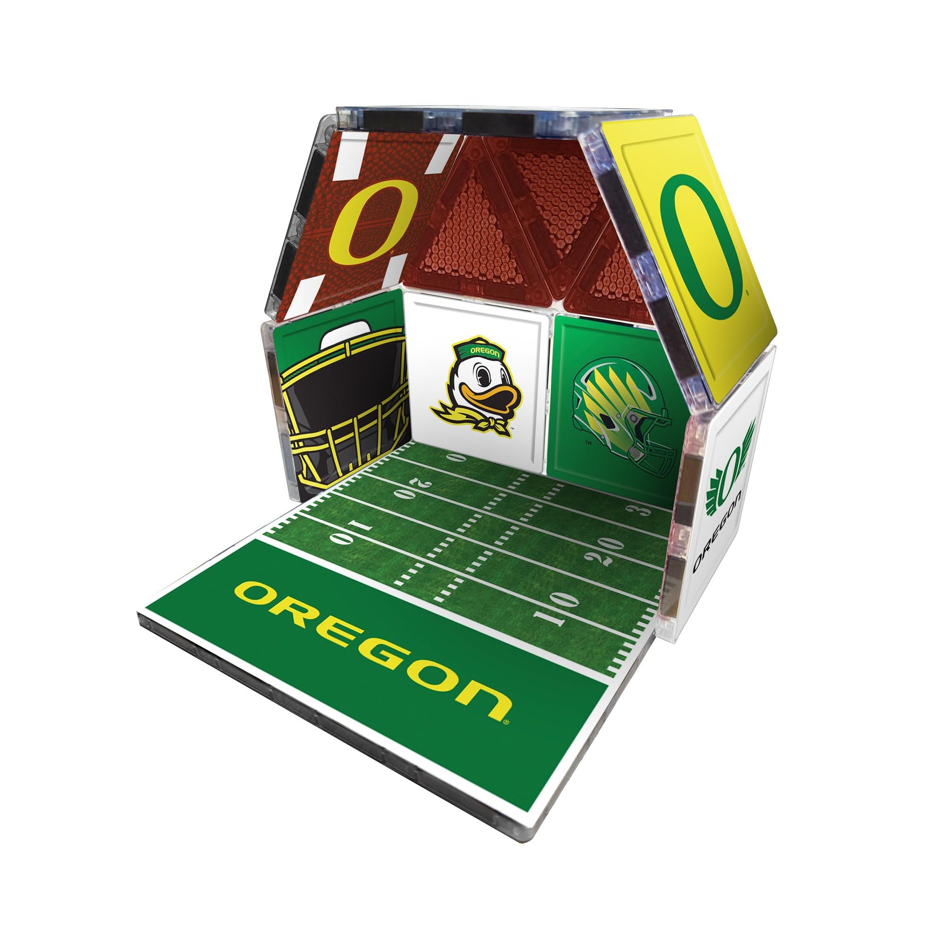 CreateOn NCAA Fan-Tiles Magnetic Match-Up Tiles for Oregon Ducks Fans, 17-Piece Building for Kids & Adults, Officially Licensed NCAA Team Collectibles