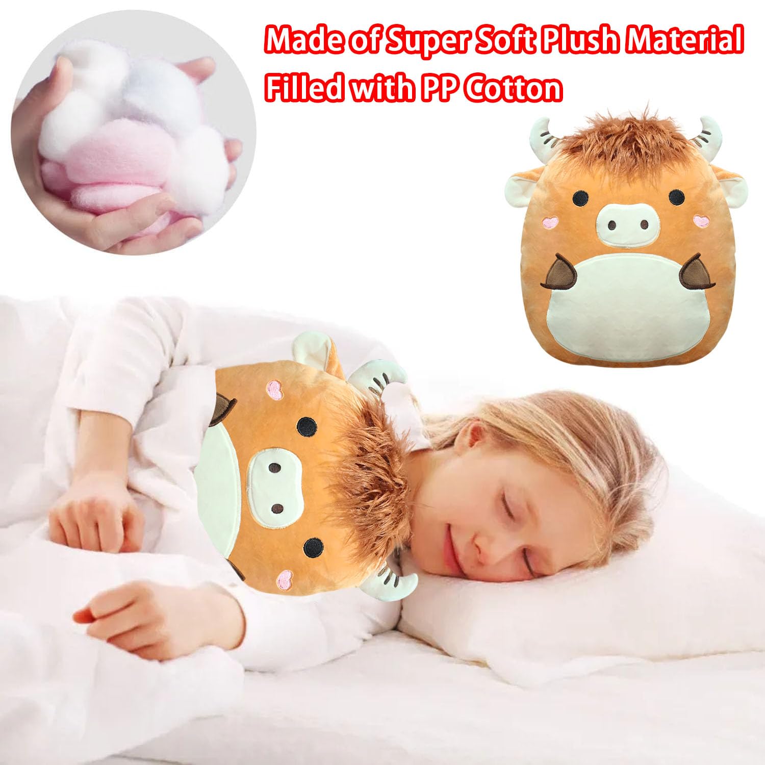 IAUUR 13-Inch Highland Cow Pillow Soft Cute Highland Cow Perfect Christmas Holiday Birthday Gifts