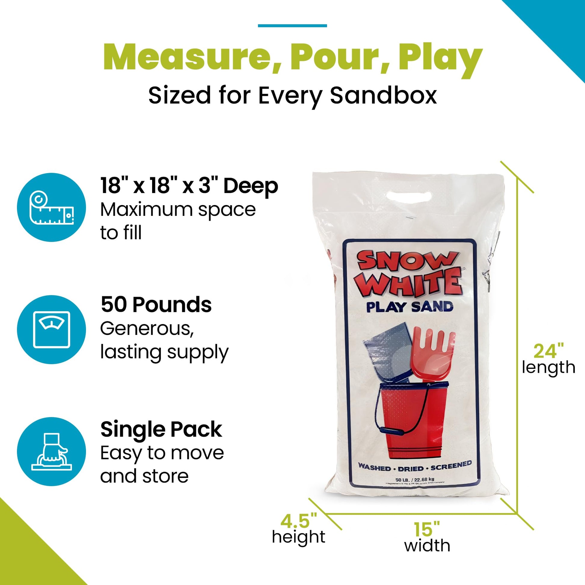 U.S. Silica Large 50 Pound Play Sand, Finely Graded, Fully Washed and Easy to Use for Children's Art, Trays, and Sandbox, 4 Pack