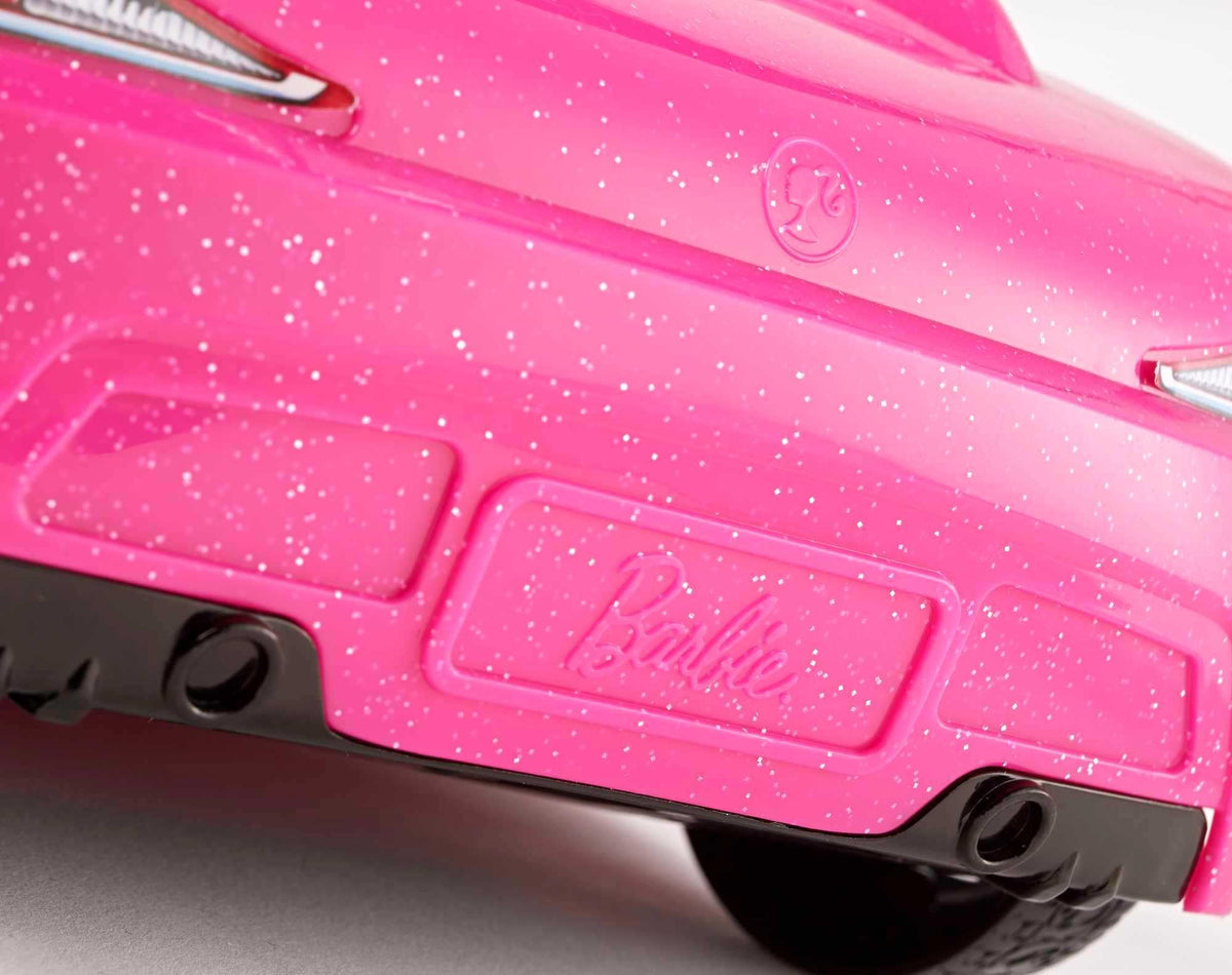Barbie Playset with Sparkly Pink 2-Seater Toy Convertible Car Featuring Glam Details & Fashion Doll in Sundress & Sunglasses (Amazon Exclusive)