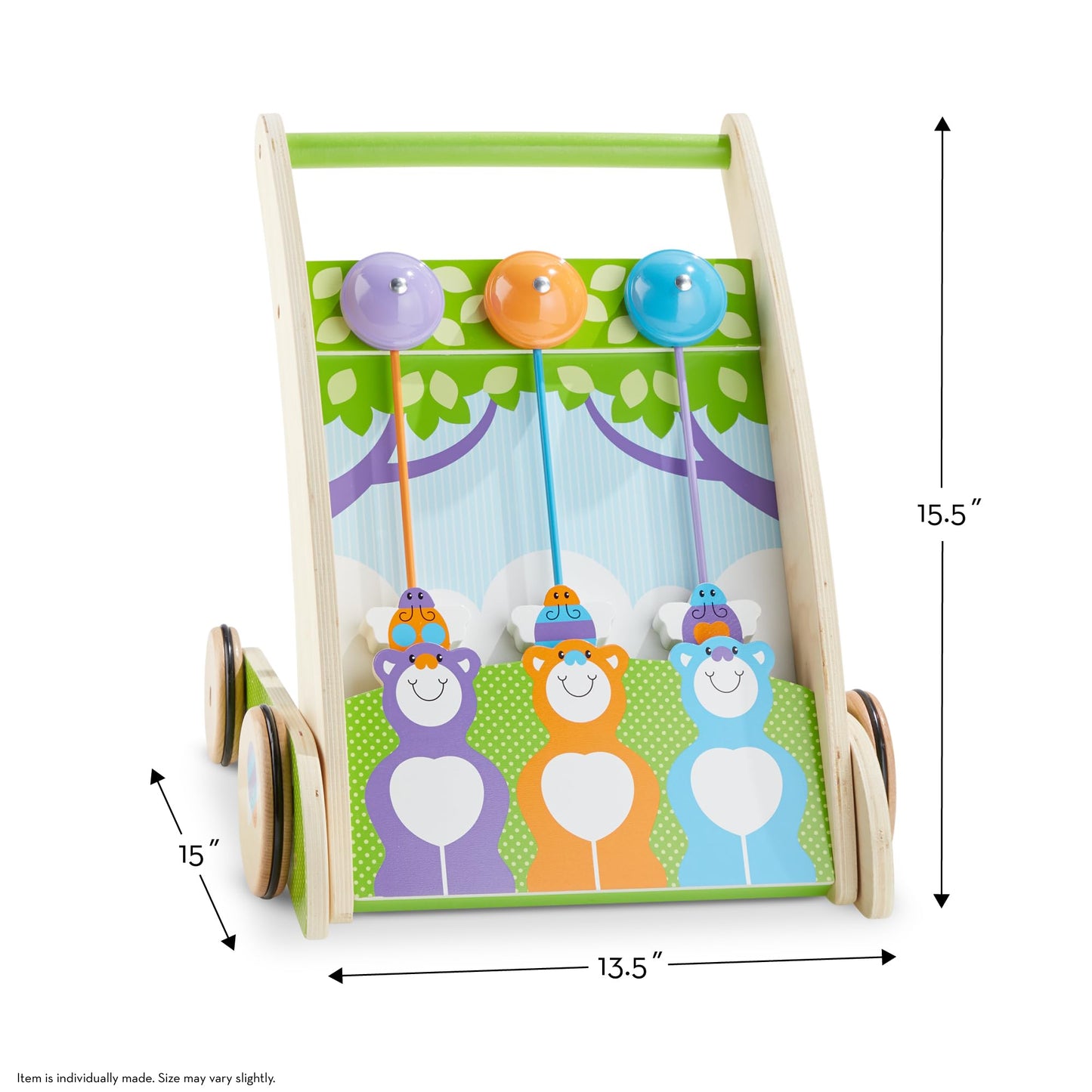 Melissa & Doug First Play Forest Friends, Wooden Push Toy with Bells