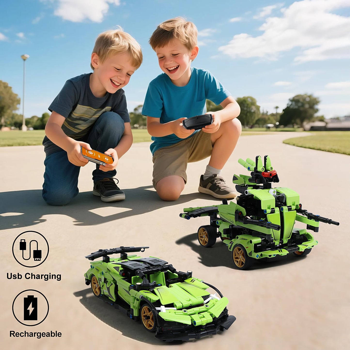 IQKidz STEM Building Blocks Kit for Kids - 2 in 1 Remote Control Race Car and Robot Toy, Great Gift for Boys, Teens Age 6 7 8-12+ Year Old Who Love