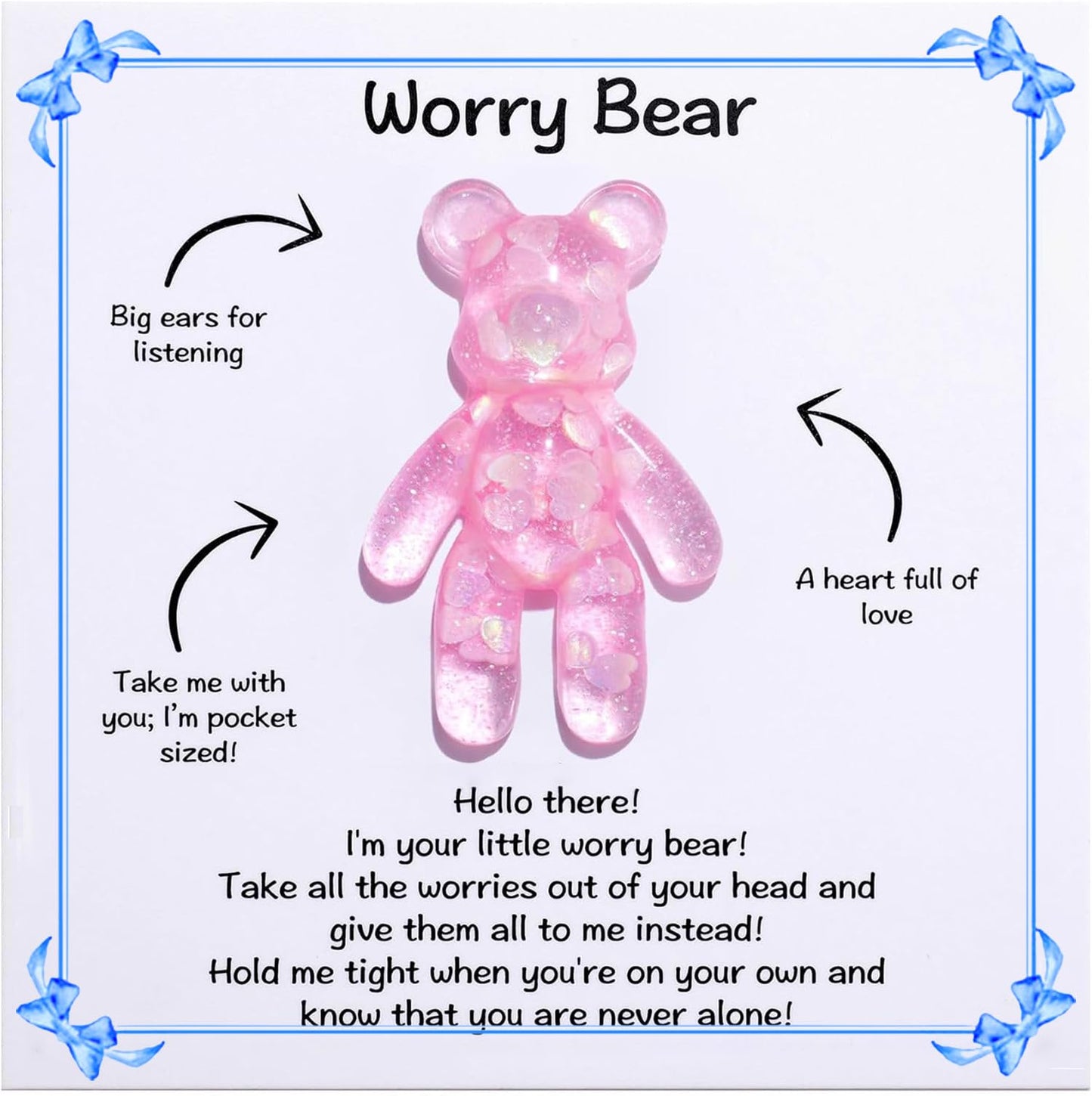AKLOPE Pocket Bear Hug, Anxiety Relief Gift- Emotional Support Card, Stress Relief for Autism, Mental Health Positivity,Comforting Gift for Son