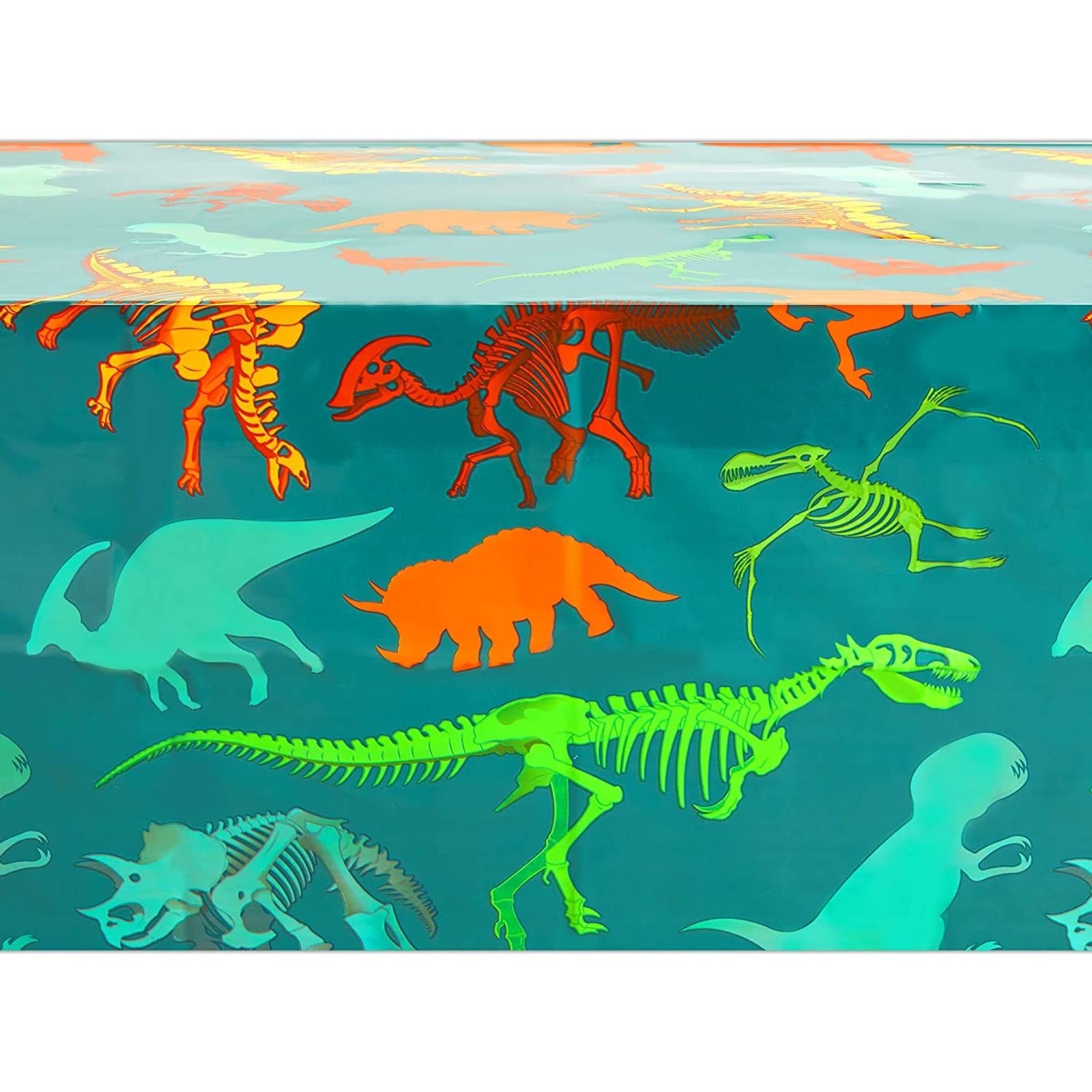 Blue Panda Dinosaur Tablecloths for Birthday Party - 54 x 108 in, Green, Pack of 3, Disposable Plastic - Dinosaur Birthday Tablecloth - Disposable