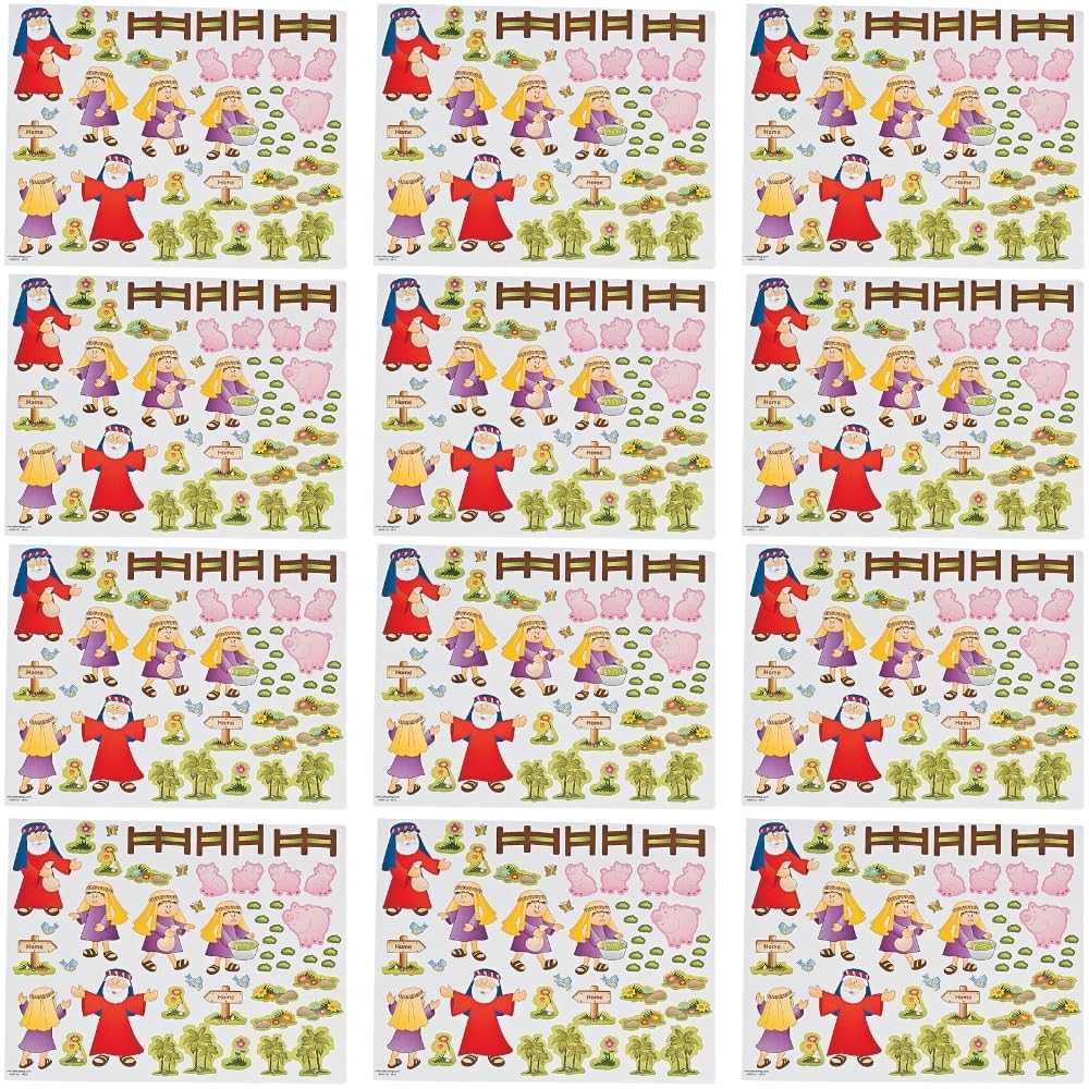Fun Express - Make-A-Scene Parable Prodigal Son - Stationery - Stickers - Make - A - Scene (Lrg) - 12 Pieces