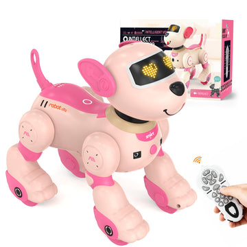 PRANITE Robot Dog Toy for Kids, RC Smart Programmable Robotic Puppy Interactive Touch Music Remote Control Follow Mode Fun STEM Educational Learning