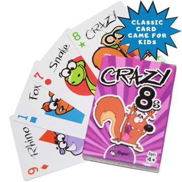 Regal Games Crazy 8's Card Game for Kids 4 5 6 7 8+ | Funny Travel Board Playing Game for Families (1 Pack)